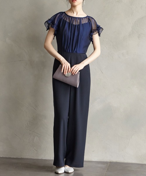 オールインワンパーティードレス　フリル セール】フリルサッシュ付きマルチWAYオールインワンパーティードレス