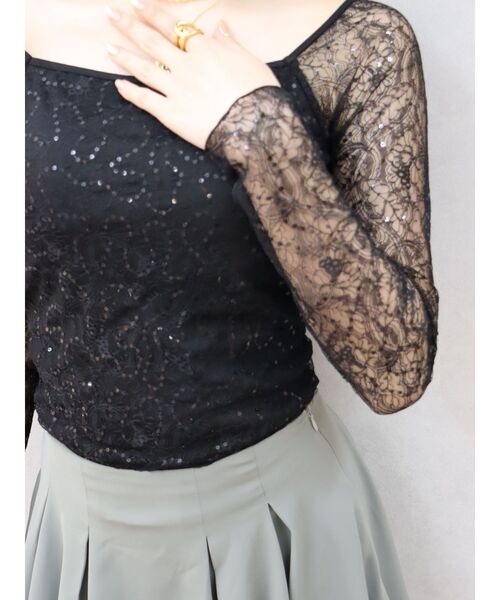 EVRIS（エヴリス）の「バックオープンレーストップス（Tシャツ/カットソー・レディース・その他1/ホワイト/ブラック・FREE）」の15枚目の写真