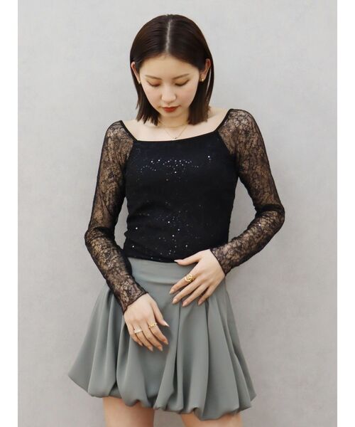 EVRIS（エヴリス）の「バックオープンレーストップス（Tシャツ/カットソー・レディース・その他1/ホワイト/ブラック・FREE）」の4枚目の写真