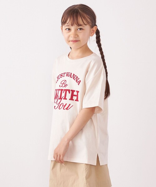 SHIPS any（シップス エニィ）の「SHIPS any: プリント × 刺繍 ロゴ Tシャツ<KIDS>（Tシャツ/カットソー・キッズ・ホワイト/ライトホワイト/ベージュ・150/130）」の3枚目の写真