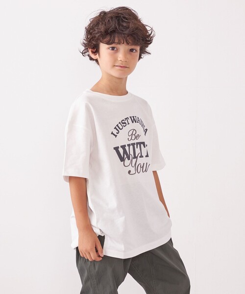 SHIPS any（シップス エニィ）の「SHIPS any: プリント × 刺繍 ロゴ Tシャツ<KIDS>（Tシャツ/カットソー・キッズ・ホワイト/ライトホワイト/ベージュ・150/130）」の2枚目の写真