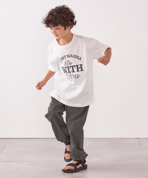 SHIPS any（シップス エニィ）の「SHIPS any: プリント × 刺繍 ロゴ Tシャツ<KIDS>（Tシャツ/カットソー・キッズ・ホワイト/ライトホワイト/ベージュ・150/130）」の5枚目の写真