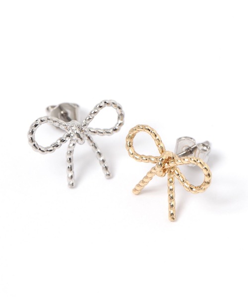 tiny tiny（ティニーティニー）の「プチリボンピアス[tiny tiny(ティニーティニー)]（ピアス（両耳用）・レディース・イエロー/グレー・0）」の4枚目の写真