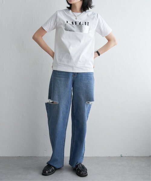 VENCEEXCHANGE(ヴァンスエクスチェンジ)の「ロゴ箔プリントコンパクトTシャツ(Tシャツ/カットソー・レディース・ゴールド/シルバー系/ブラック・FREE)」の22枚目の写真