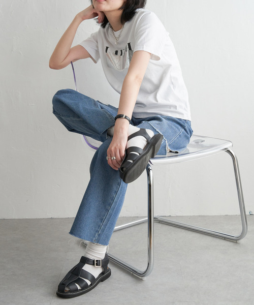 VENCEEXCHANGE(ヴァンスエクスチェンジ)の「ロゴ箔プリントコンパクトTシャツ(Tシャツ/カットソー・レディース・ゴールド/シルバー系/ブラック・FREE)」の6枚目の写真