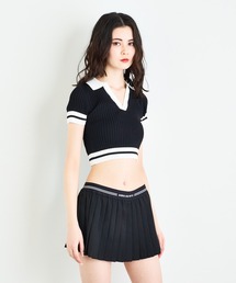 配色チアーリブニットポロ