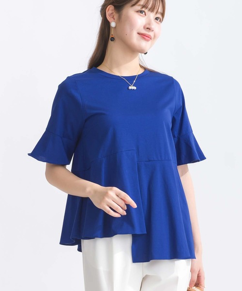 PICCIN（ピッチン）の「イレギュラーヘムコットンカットソー（Tシャツ/カットソー・レディース・ブルー/オフホワイト/イエロー・M）」の2枚目の写真