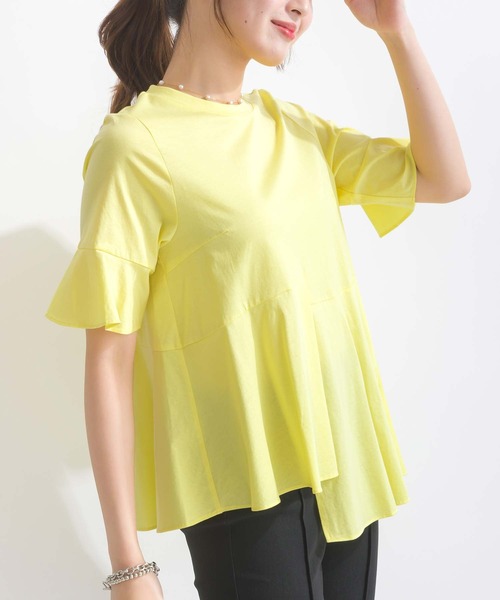 PICCIN（ピッチン）の「イレギュラーヘムコットンカットソー（Tシャツ/カットソー・レディース・ブルー/オフホワイト/イエロー・M）」の11枚目の写真