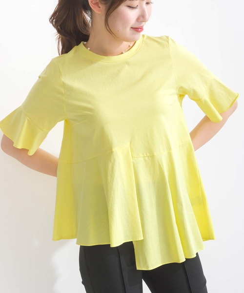 PICCIN（ピッチン）の「イレギュラーヘムコットンカットソー（Tシャツ/カットソー・レディース・ブルー/オフホワイト/イエロー・M）」の10枚目の写真