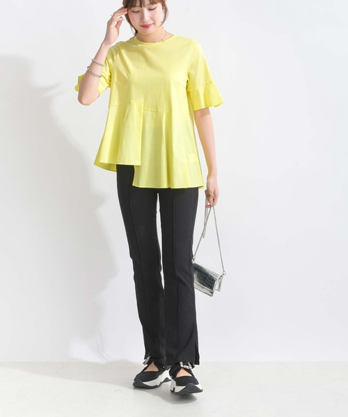 PICCIN（ピッチン）の「イレギュラーヘムコットンカットソー（Tシャツ/カットソー・レディース・ブルー/オフホワイト/イエロー・M）」の13枚目の写真