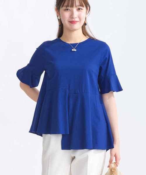 PICCIN（ピッチン）の「イレギュラーヘムコットンカットソー（Tシャツ/カットソー・レディース・ブルー/オフホワイト/イエロー・M）」の4枚目の写真