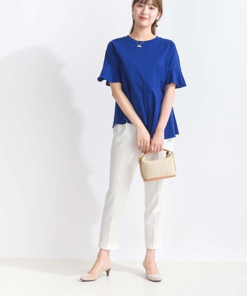 PICCIN（ピッチン）の「イレギュラーヘムコットンカットソー（Tシャツ/カットソー・レディース・ブルー/オフホワイト/イエロー・M）」の7枚目の写真