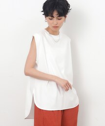 OPAQUE.CLIP | UV リラクシーノースリーブ／シルキースーピマ【接触冷感/洗濯機洗い可】(Tシャツ/カットソー)