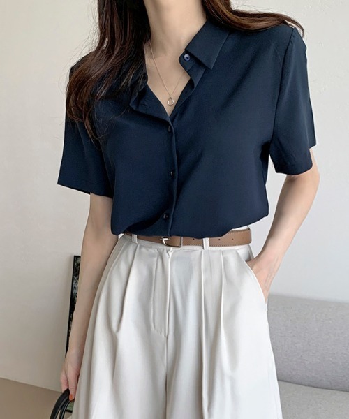 ABITOKYO(アビトーキョー)の「半袖ルーズシャツブラウス(シャツ/ブラウス・レディース・ホワイト/ベージュ/ネイビー/ピンク/ブルー/ライトグリーン・FREE/L)」の7枚目の写真