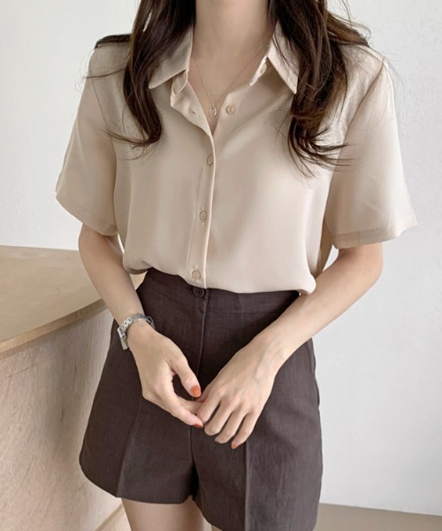 ABITOKYO(アビトーキョー)の「半袖ルーズシャツブラウス(シャツ/ブラウス・レディース・ホワイト/ベージュ/ネイビー/ピンク/ブルー/ライトグリーン・FREE/L)」の17枚目の写真