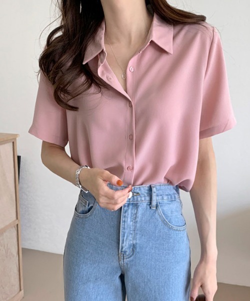 ABITOKYO(アビトーキョー)の「半袖ルーズシャツブラウス(シャツ/ブラウス・レディース・ホワイト/ベージュ/ネイビー/ピンク/ブルー/ライトグリーン・FREE/L)」の19枚目の写真