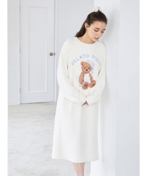 正規品♡GOOD NIGHT BEAR♡ジャガードワンピース♡ネイビー gelato pique（ジェラートピケ）の「GOOD NIGHT BEAR ジャガード