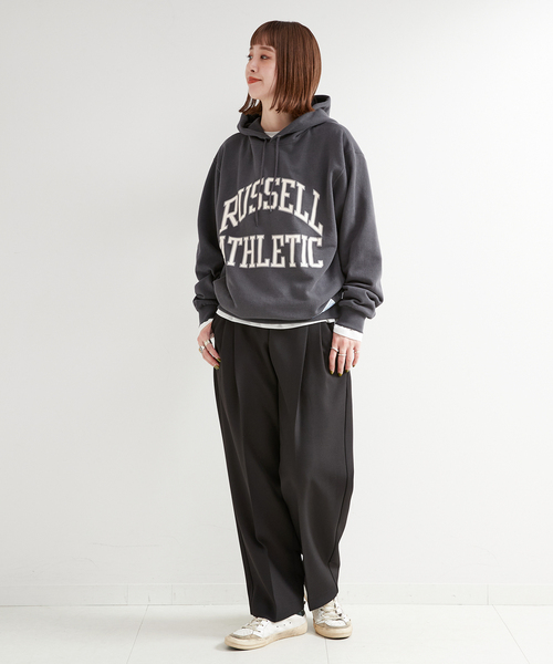 B.C STOCK（ベーセーストック）の「クリアクロスバックゴムタックトラウザー（スラックス・レディース・ブラック/ブラウン・FREE）」の4枚目の写真