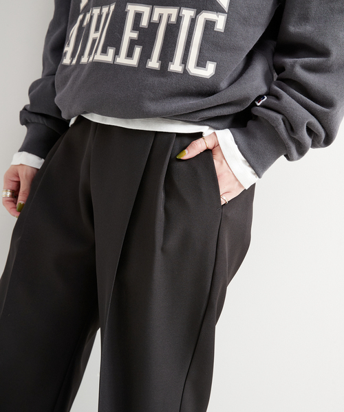 B.C STOCK（ベーセーストック）の「クリアクロスバックゴムタックトラウザー（スラックス・レディース・ブラック/ブラウン・FREE）」の12枚目の写真