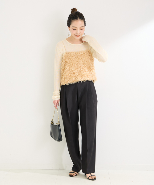 B.C STOCK（ベーセーストック）の「クリアクロスバックゴムタックトラウザー（スラックス・レディース・ブラック/ブラウン・FREE）」の14枚目の写真