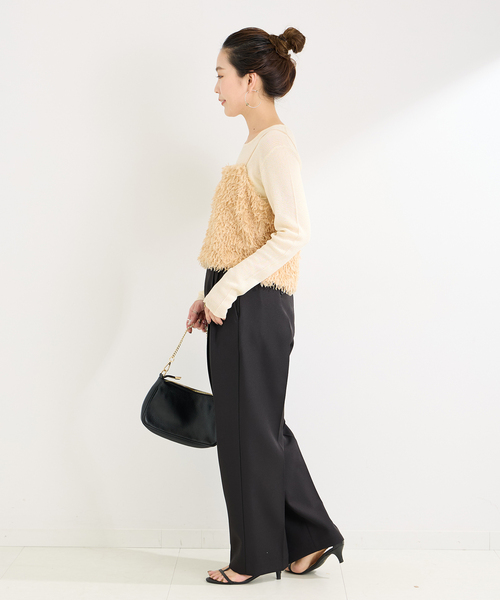 B.C STOCK（ベーセーストック）の「クリアクロスバックゴムタックトラウザー（スラックス・レディース・ブラック/ブラウン・FREE）」の15枚目の写真