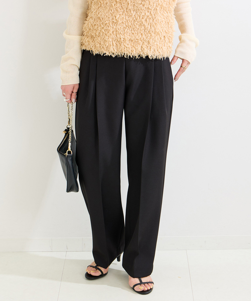 B.C STOCK（ベーセーストック）の「クリアクロスバックゴムタックトラウザー（スラックス・レディース・ブラック/ブラウン・FREE）」の17枚目の写真