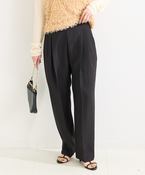 B.C STOCK（ベーセーストック）の「クリアクロスバックゴムタックトラウザー（スラックス・レディース・ブラック/ブラウン・FREE）」の18枚目の写真