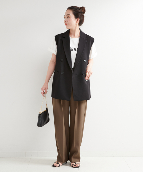 B.C STOCK（ベーセーストック）の「クリアクロスバックゴムタックトラウザー（スラックス・レディース・ブラック/ブラウン・FREE）」の22枚目の写真