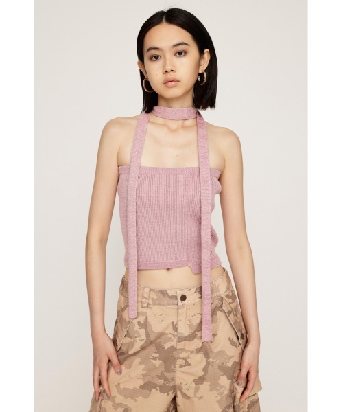 SLY(スライ)の「TIE SET BARE KNIT TOPS タイ セット ブラ ニット トップス(ニット/セーター・レディース・ピンク/グレー・FREE)」の4枚目の写真