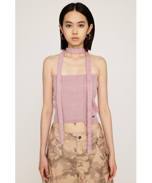 SLY(スライ)の「TIE SET BARE KNIT TOPS タイ セット ブラ ニット トップス(ニット/セーター・レディース・ピンク/グレー・FREE)」の5枚目の写真
