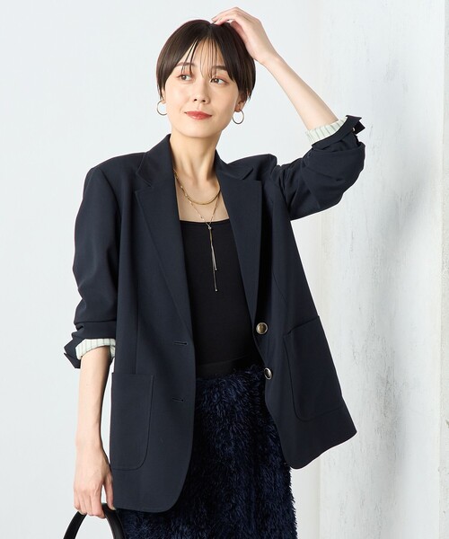 NOLLEY’S Sophi（ノーリーズソフィ）の「ウォッシャブルトロオーバージャケット（テーラードジャケット・レディース・ベージュ/ネイビー・38/36/34）」の16枚目の写真