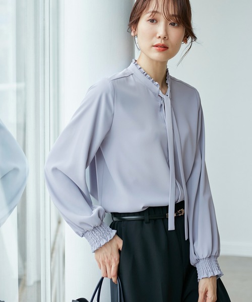 美品✨ロイスクレヨン フリル ボウタイ バンドカラー ブラウス チェックシャツ BEAMS BOY ブラウス シャツ チェック フリルカラー レディース