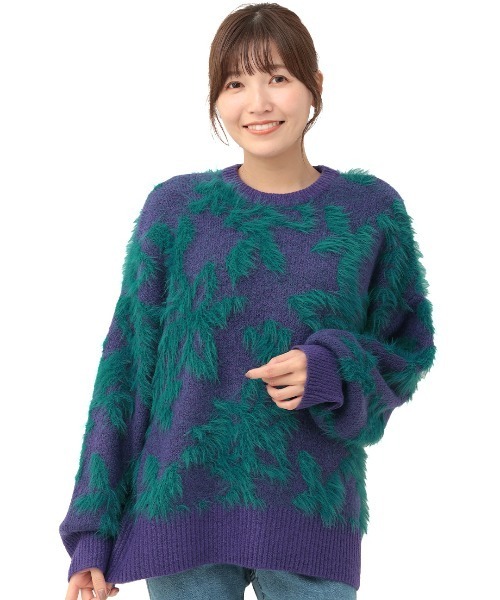 チチカカ（チチカカ）の「ヤクタッチフェザーニットプルオーバー（ニット/セーター・レディース・ブラック/パープル/アイボリー・FREE）」の4枚目の写真