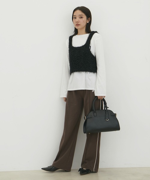 VIS(ビス)の「【前後2WAY】ポンポンシャギーニットビスチェ(キャミソール・レディース・キナリ/ブラック/グレー・FREE)」の9枚目の写真