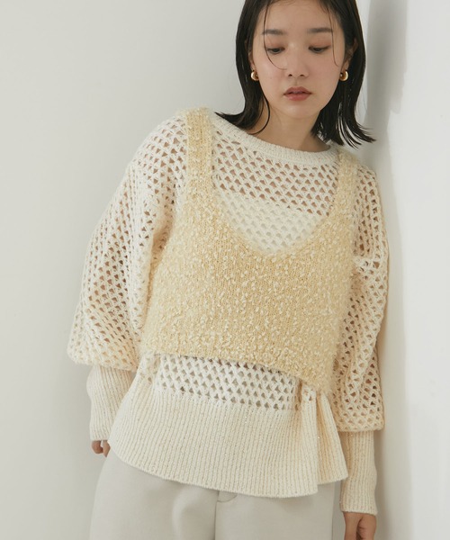 VIS(ビス)の「【前後2WAY】ポンポンシャギーニットビスチェ(キャミソール・レディース・キナリ/ブラック/グレー・FREE)」の8枚目の写真