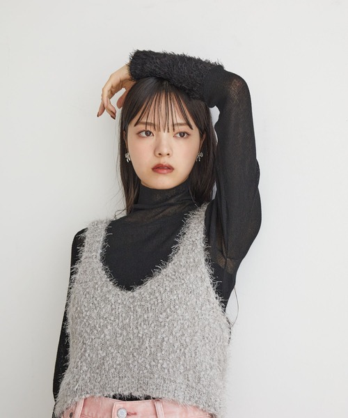 セール】【前後2WAY】ポンポンシャギーニットビスチェ（キャミソール