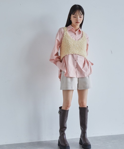 セール】【前後2WAY】ポンポンシャギーニットビスチェ（キャミソール