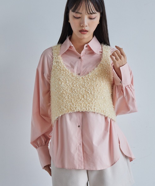 セール】【前後2WAY】ポンポンシャギーニットビスチェ（キャミソール