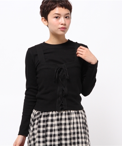 Chico（チコ）の「【who's who Chico】ニットビスチェset（キャミソール・レディース・ベージュ/ブラック/グレー・FREE）」の6枚目の写真