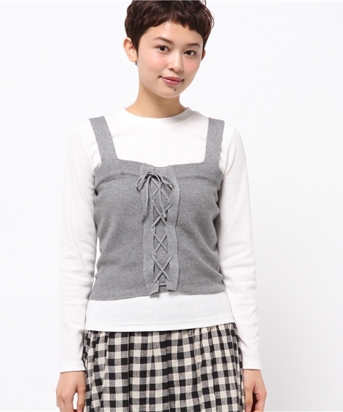 Chico（チコ）の「【who's who Chico】ニットビスチェset（キャミソール・レディース・ベージュ/ブラック/グレー・FREE）」の4枚目の写真