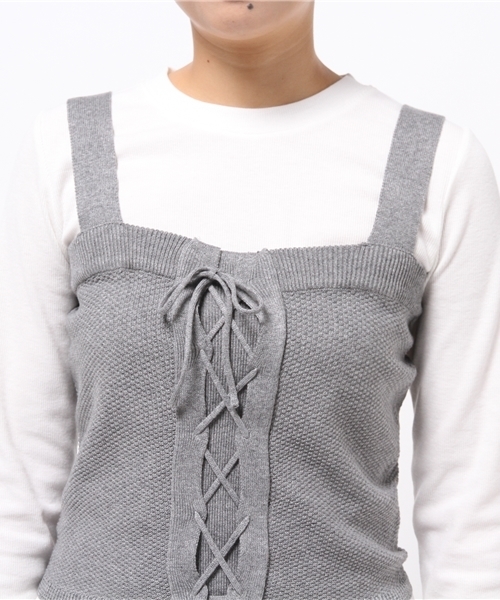 Chico（チコ）の「【who's who Chico】ニットビスチェset（キャミソール・レディース・ベージュ/ブラック/グレー・FREE）」の13枚目の写真