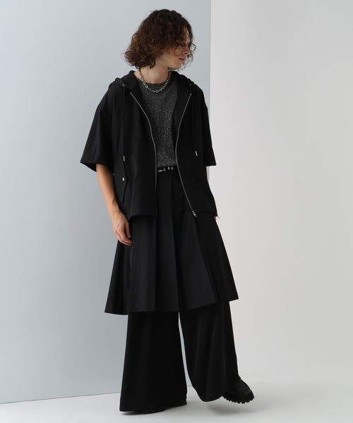 HARE（ハレ）の「ZIPスリットシャツフーディー(HARE)（シャツ/ブラウス・メンズ・グレー/ブラック・FREE）」の3枚目の写真