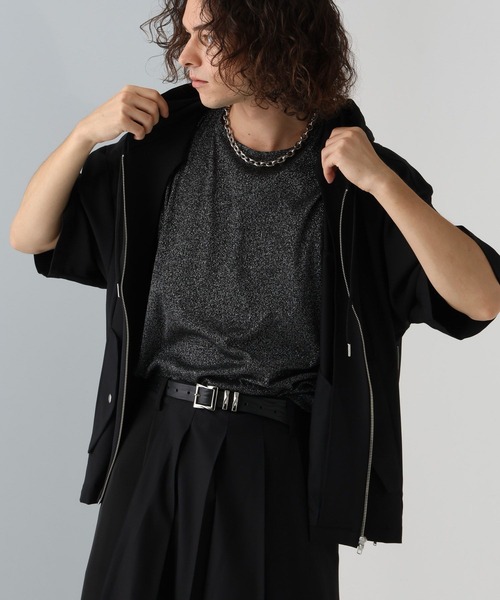 HARE（ハレ）の「ZIPスリットシャツフーディー(HARE)（シャツ/ブラウス・メンズ・グレー/ブラック・FREE）」の7枚目の写真