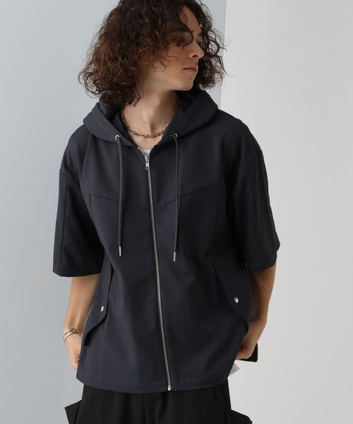 HARE（ハレ）の「ZIPスリットシャツフーディー(HARE)（シャツ/ブラウス・メンズ・グレー/ブラック・FREE）」の11枚目の写真