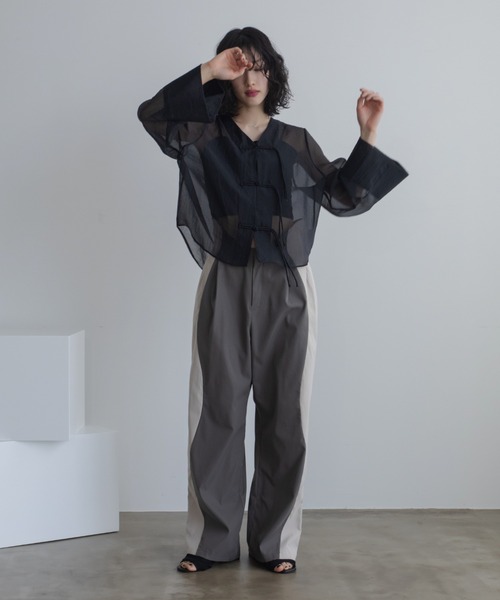 VACANCY（ヴァカンシー）の「チャイナシアーシャツジャケット（その他アウター・レディース・ブラック/ホワイト・FREE）」の10枚目の写真