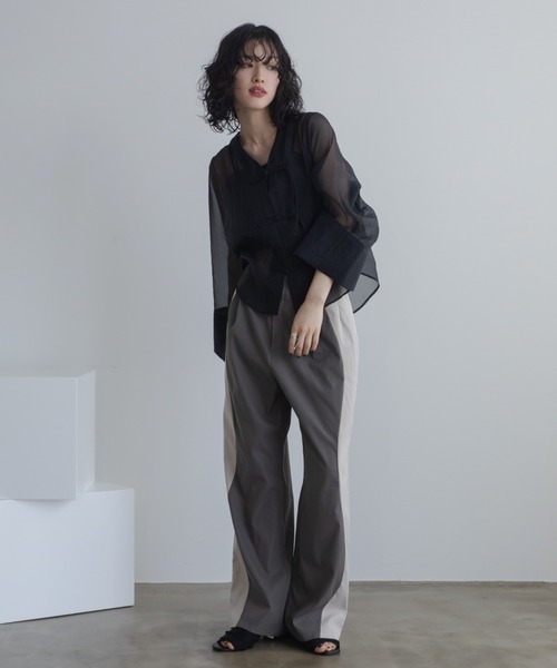 VACANCY（ヴァカンシー）の「チャイナシアーシャツジャケット（その他アウター・レディース・ブラック/ホワイト・FREE）」の11枚目の写真