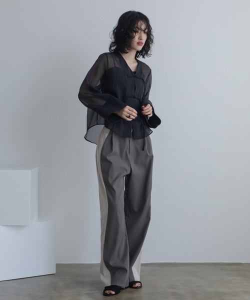 VACANCY（ヴァカンシー）の「チャイナシアーシャツジャケット（その他アウター・レディース・ブラック/ホワイト・FREE）」の13枚目の写真