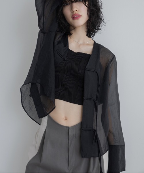 VACANCY（ヴァカンシー）の「チャイナシアーシャツジャケット（その他アウター・レディース・ブラック/ホワイト・FREE）」の16枚目の写真