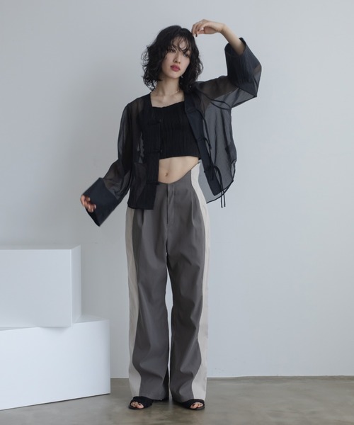 VACANCY（ヴァカンシー）の「チャイナシアーシャツジャケット（その他アウター・レディース・ブラック/ホワイト・FREE）」の19枚目の写真