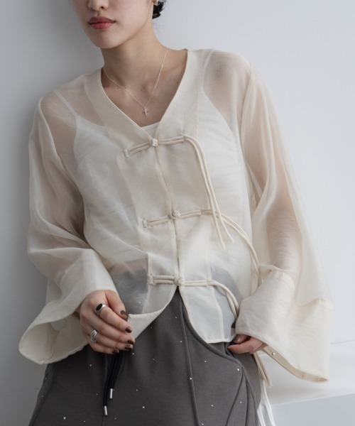 VACANCY（ヴァカンシー）の「チャイナシアーシャツジャケット（その他アウター・レディース・ブラック/ホワイト・FREE）」の22枚目の写真